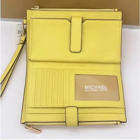 Michael Kors DoubleZip Wallet Wristlet Phone Case Sunshine - Picture 11 of 11
